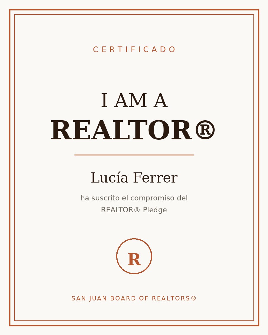 Certificado REALTOR® — Lucía Ferrer